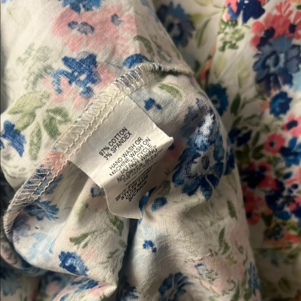 First Love Blue and Pink Ruffled Peter Pan Collar Blouse pit to pit 20” lgth 27”